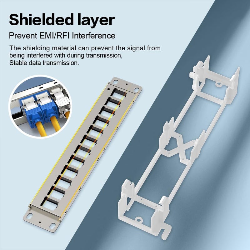 Enmane 12 Port Blank Keystone Patch Panel Wall Mount 10inch with 89D Bracket Ethernet Patch Panel - Image 5